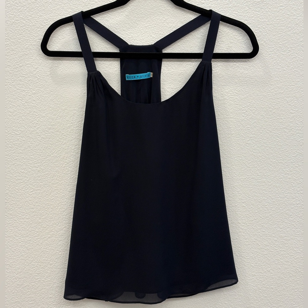 Alice + Olivia Navy Flowy Halter Tank Camisole Top